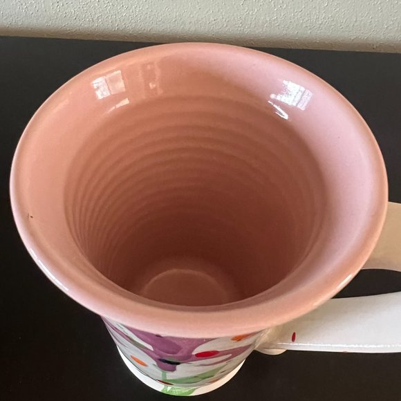 Gibson Tall Flared Mug w/ Hand Painted Purple Irises & Paint Splash Design - Picture 3 of 9